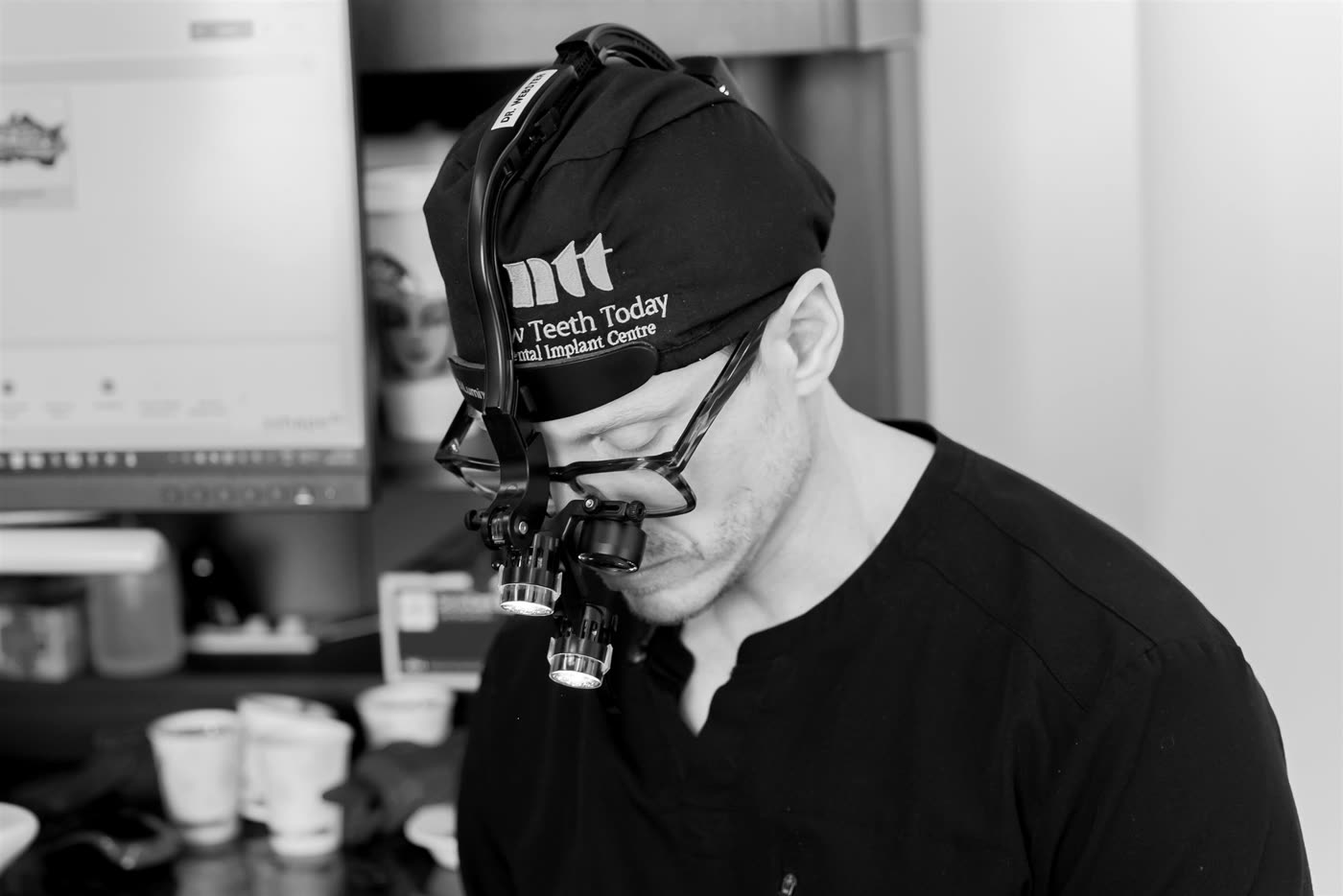 Dr. Webster at a workstation in the 3D studio.